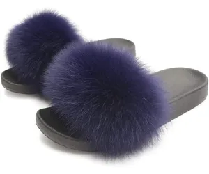 Berry Real Polar Fox Fur Slippers