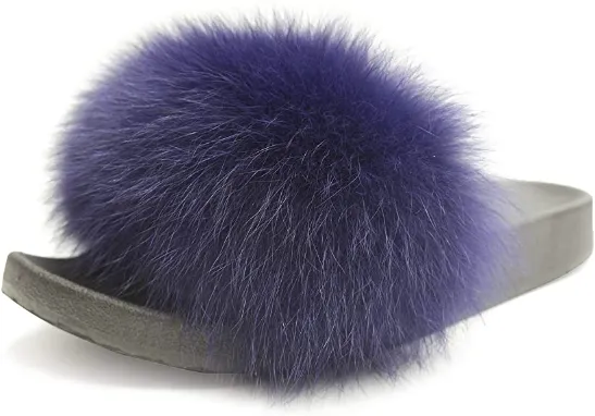 Berry Real Polar Fox Fur Slippers