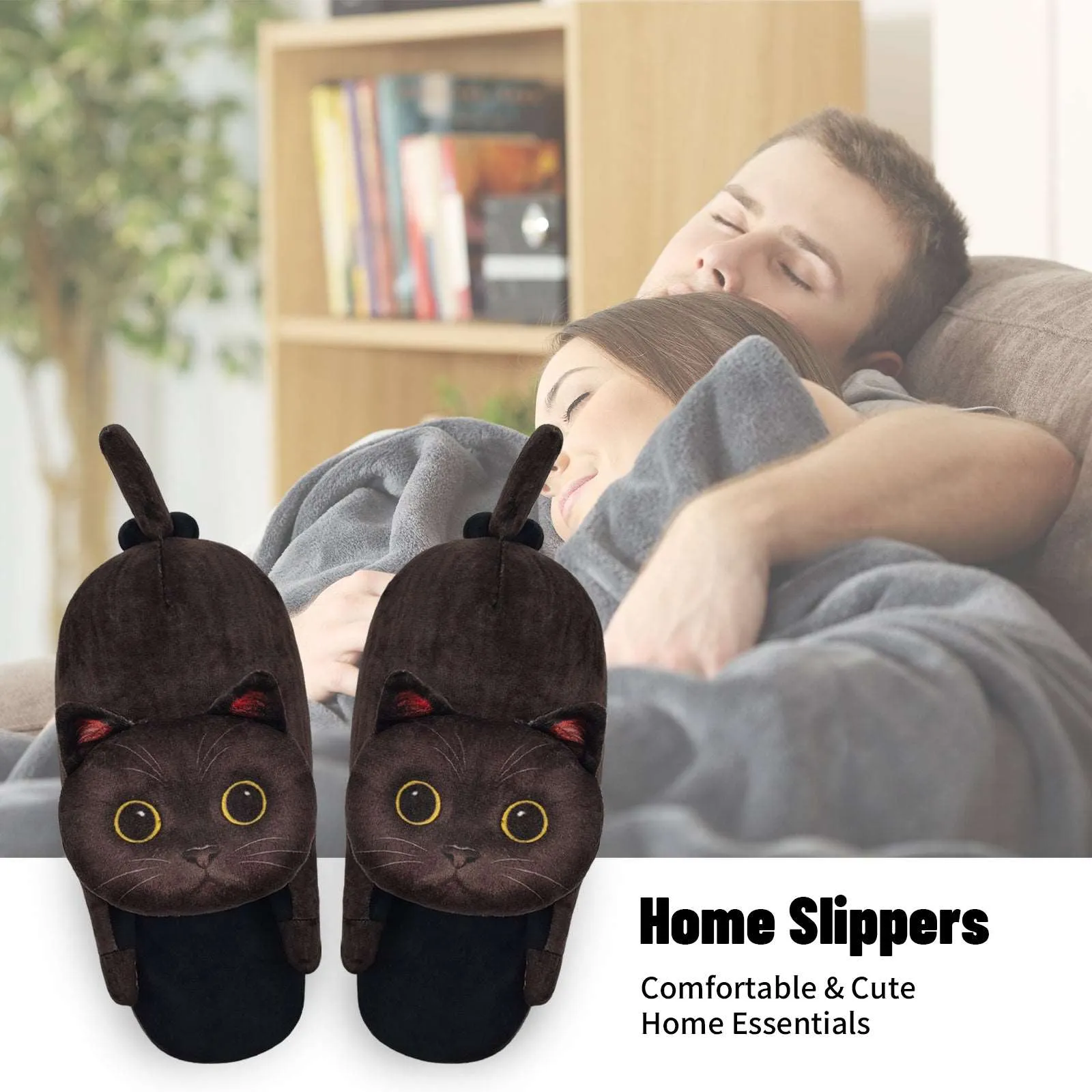 Black cat slippers