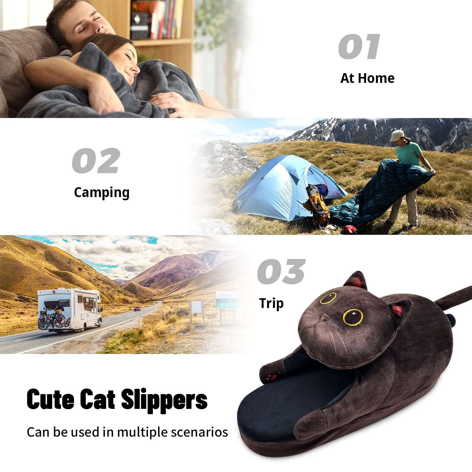 Black cat slippers