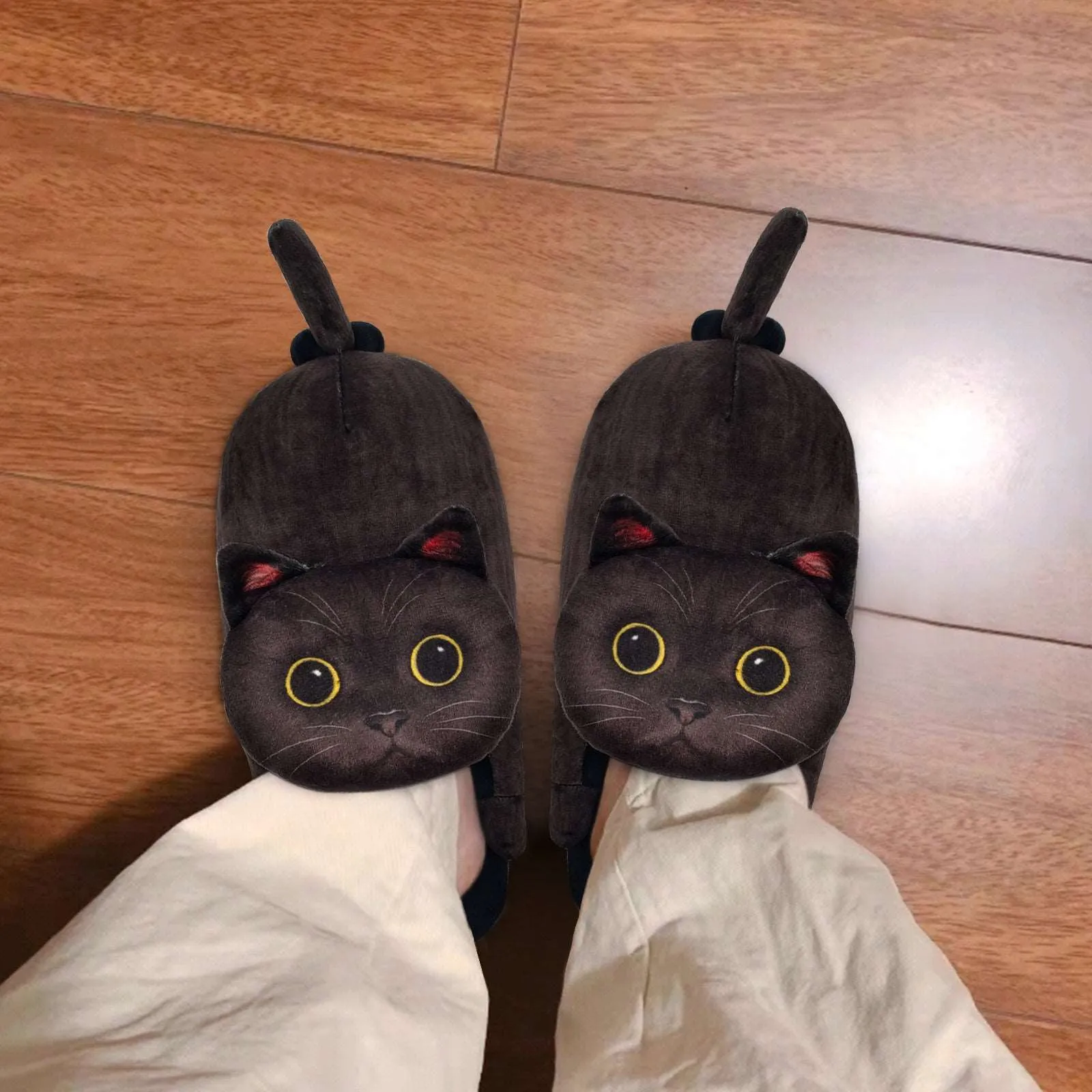 Black cat slippers