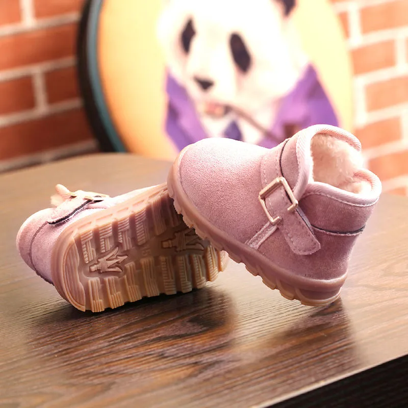 Boys And Girls Soft-soled Warm And Velvet Thick Waterproof Non-slip Short Boots