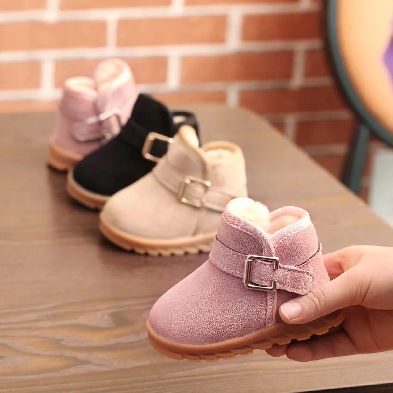 Boys And Girls Soft-soled Warm And Velvet Thick Waterproof Non-slip Short Boots