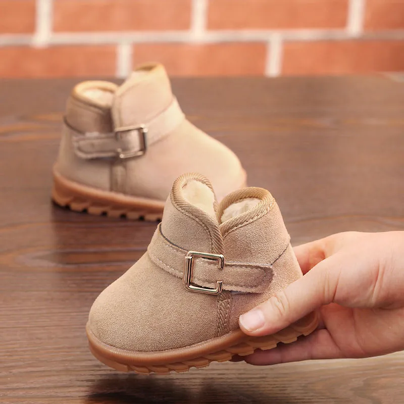 Boys And Girls Soft-soled Warm And Velvet Thick Waterproof Non-slip Short Boots