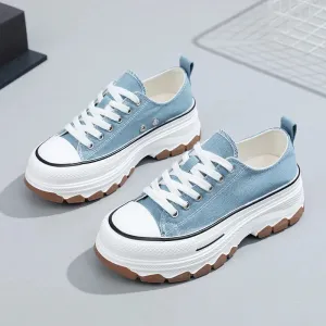 Canvas Shoes Women Casual Sports Running Round Toe Flats Women Platform Shoes Summer Leisure Walking Shoes with Thick Soles