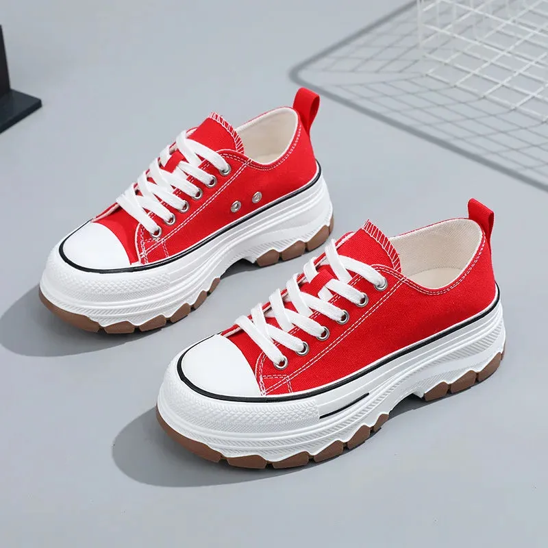 Canvas Shoes Women Casual Sports Running Round Toe Flats Women Platform Shoes Summer Leisure Walking Shoes with Thick Soles