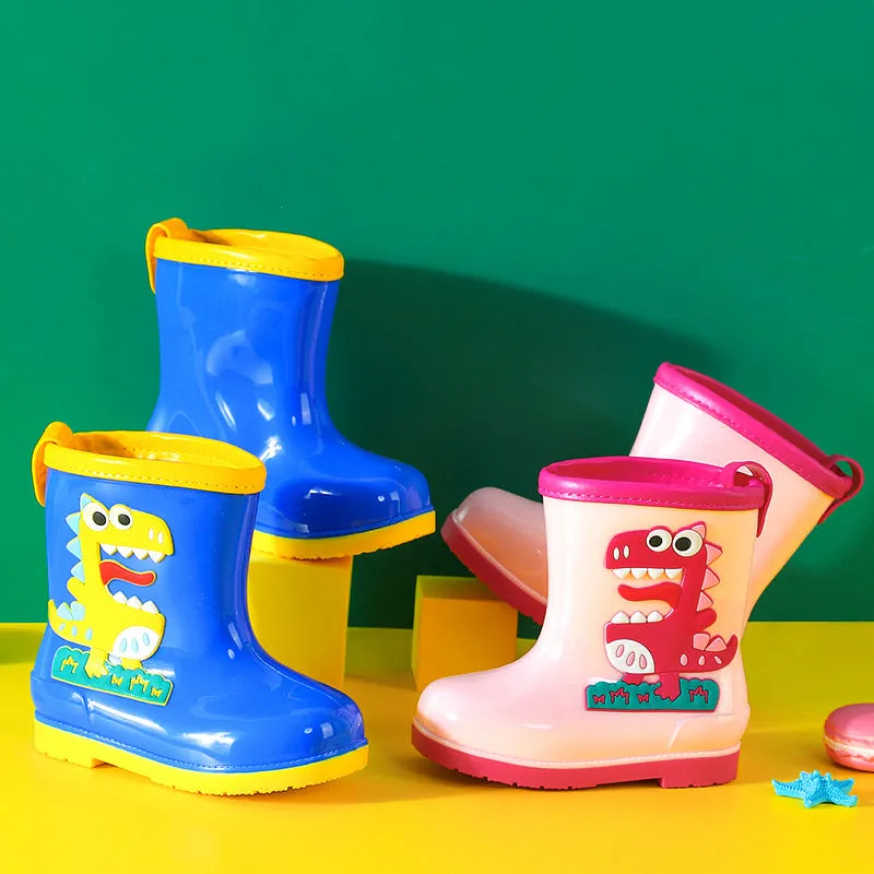 Children's rain boots, non-slip, waterproof, cartoon drawstring holster, warm, removable, men's and women's rain boots for small and medium-sized children