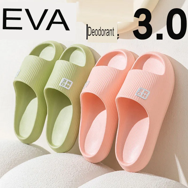 Deodorant thick-soled non-slip summer outerwear for women, soft-soled men's home indoor bathroom bathing eva slippers