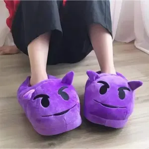 DEVIL EMOJI PLUSHY SLIPPERS