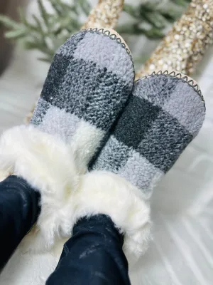 Fur Buffalo Check Slippers