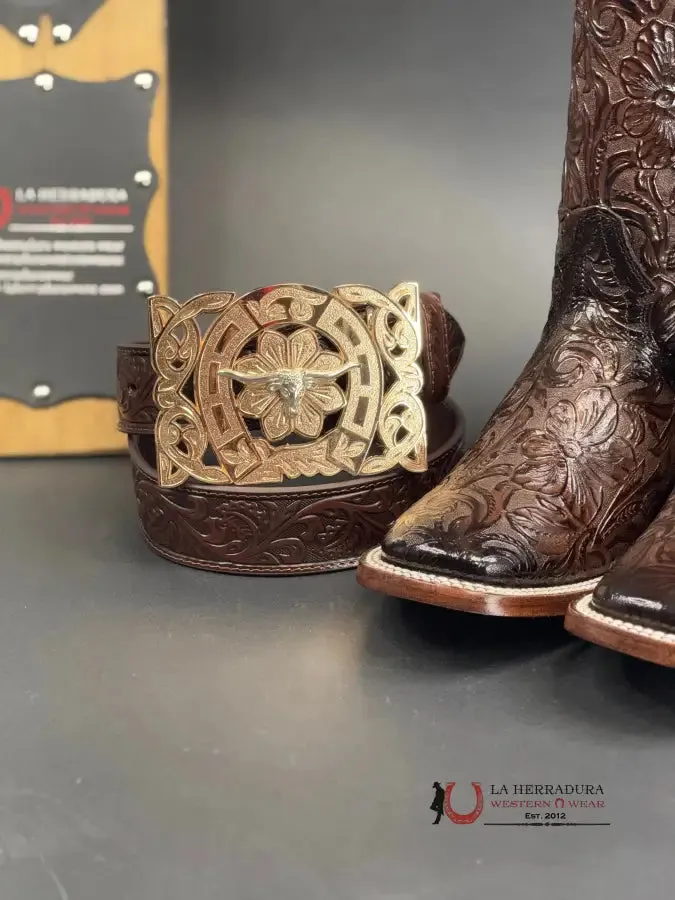 HAND TOOLED FLOR DE LUZ CAFE MILA SQUARE TOE 452
