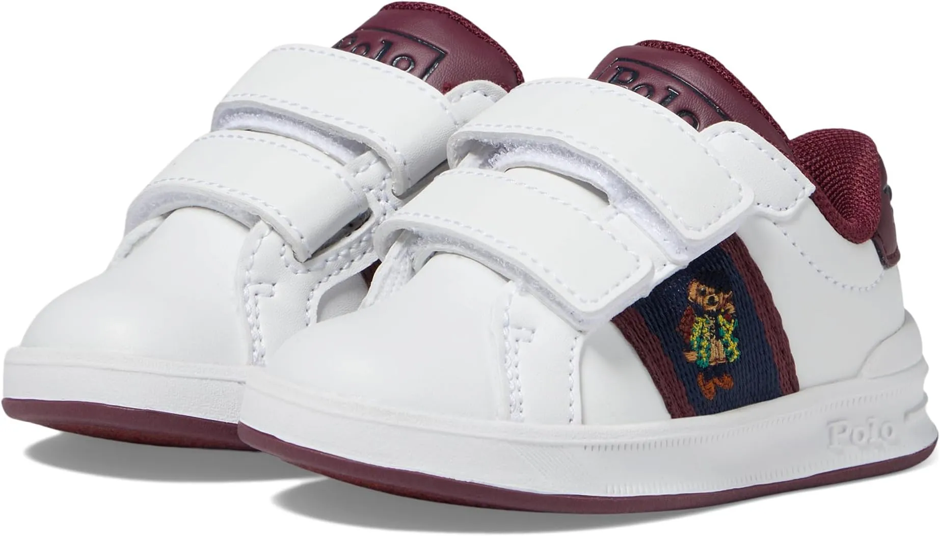 Heritage Court II Bear EZ Polo Ralph Lauren Sneakers, White/Wine