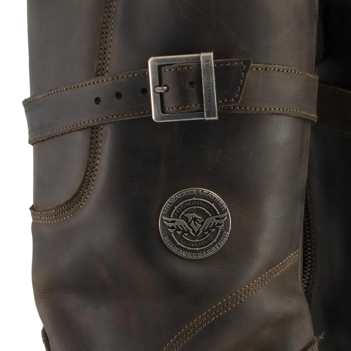 MBM9063 Men's Classic Distressed Brown Motorcycle Leather Engineer Boots