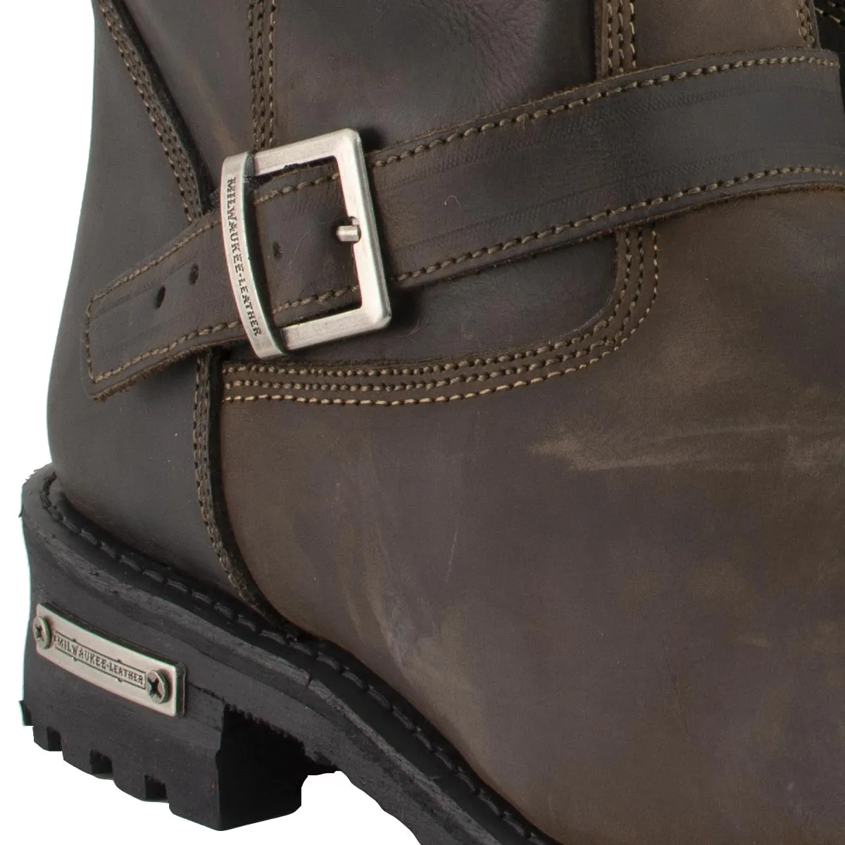 MBM9063 Men's Classic Distressed Brown Motorcycle Leather Engineer Boots