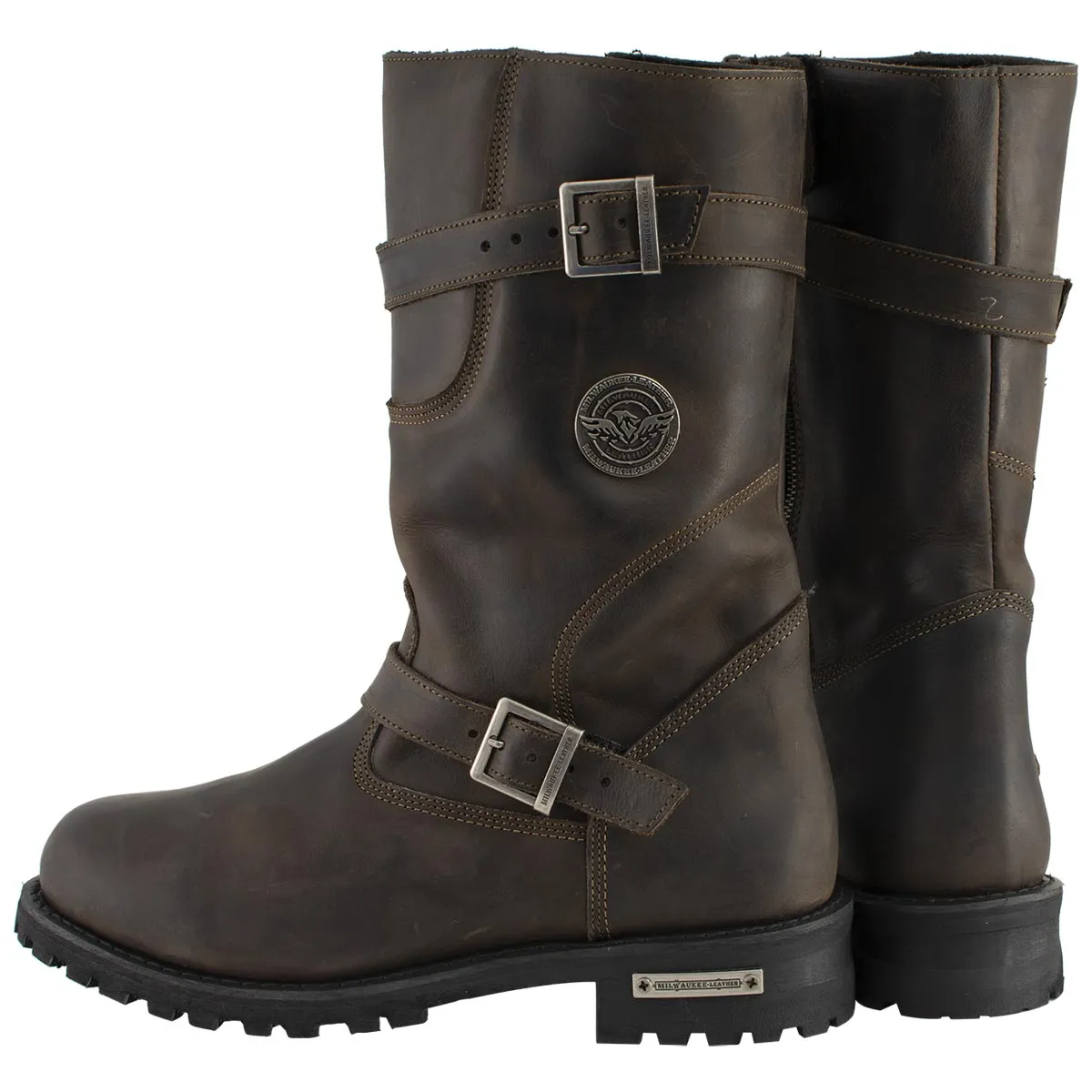 MBM9063 Men's Classic Distressed Brown Motorcycle Leather Engineer Boots