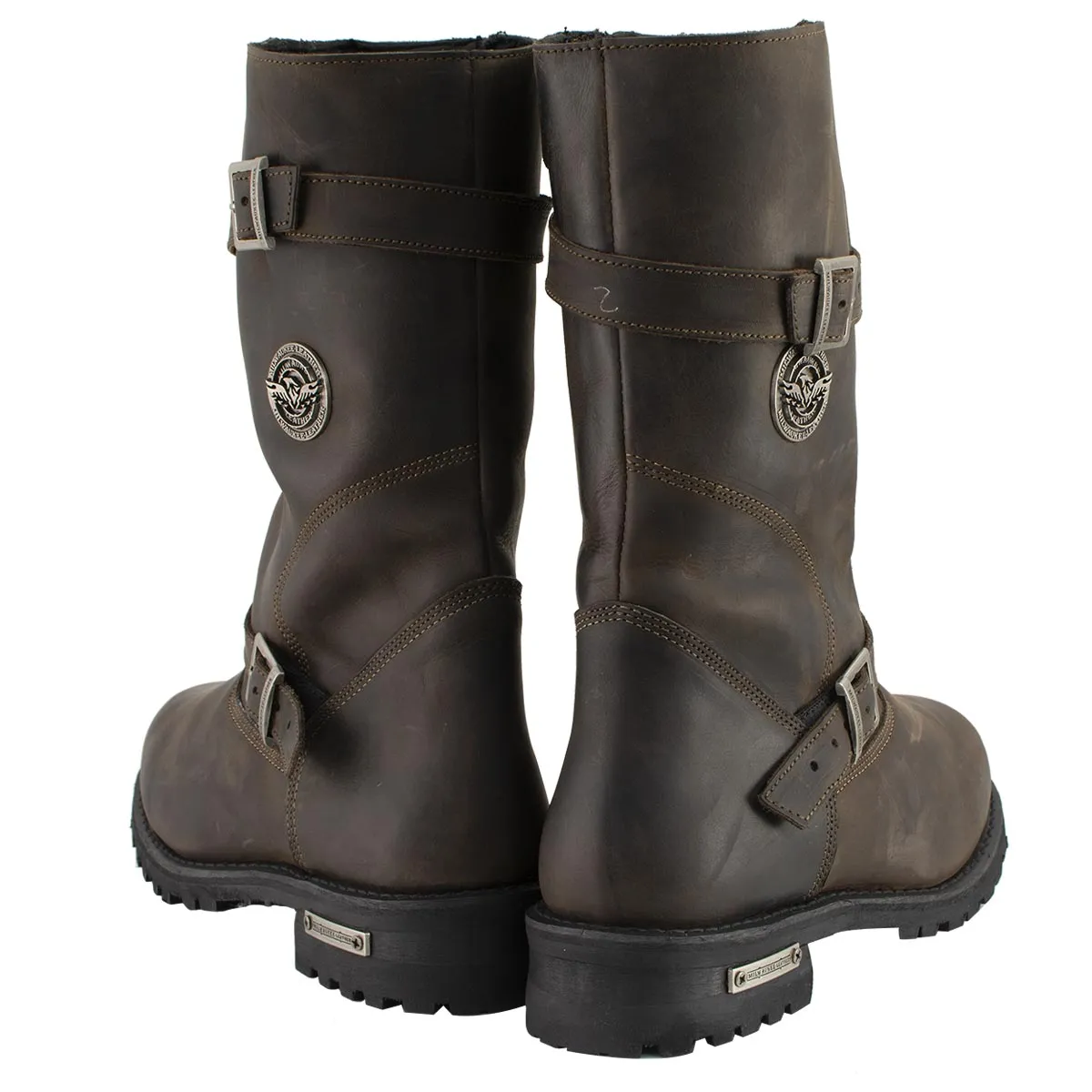 MBM9063 Men's Classic Distressed Brown Motorcycle Leather Engineer Boots