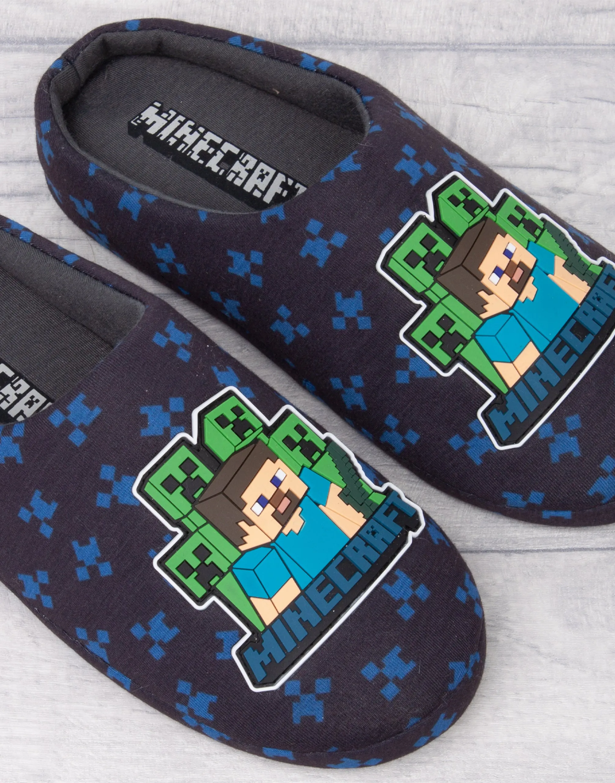 Minecraft Boys Blue Mule Slippers