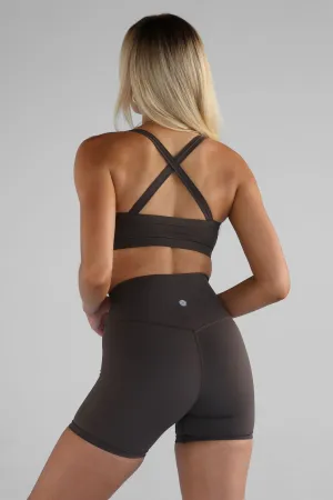 SCULPT Cross Back Crop - Dark Chocolate