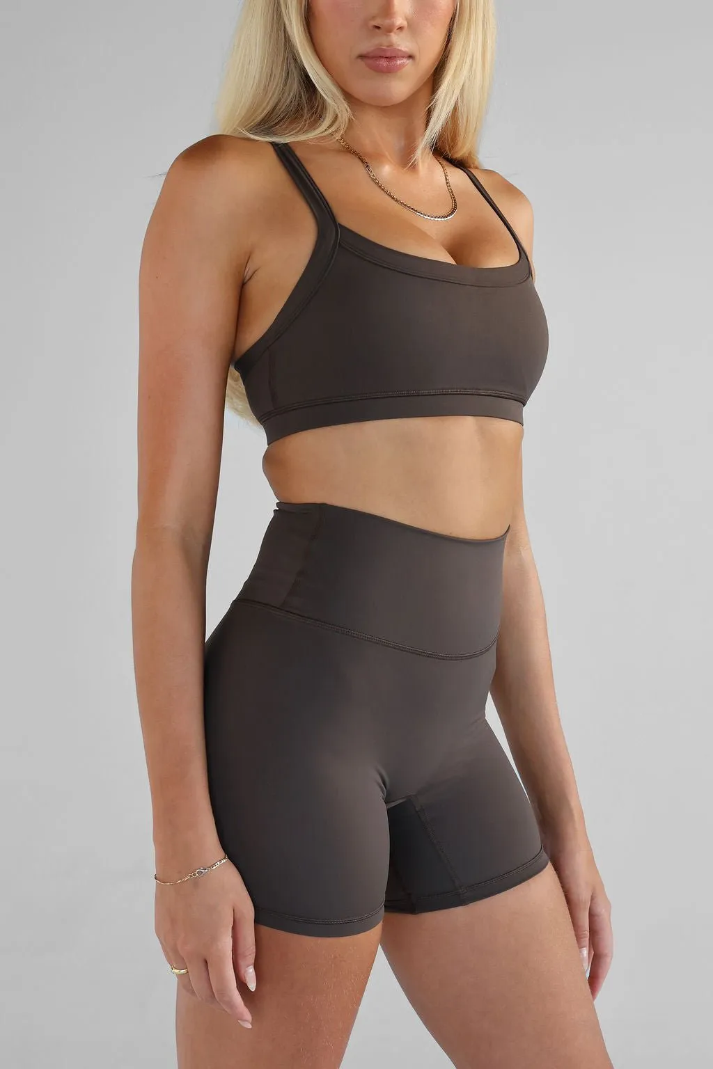 SCULPT Cross Back Crop - Dark Chocolate