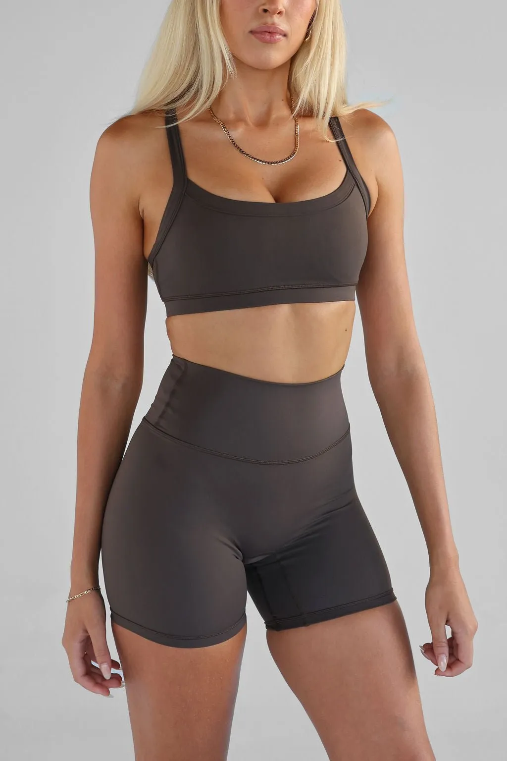 SCULPT Cross Back Crop - Dark Chocolate
