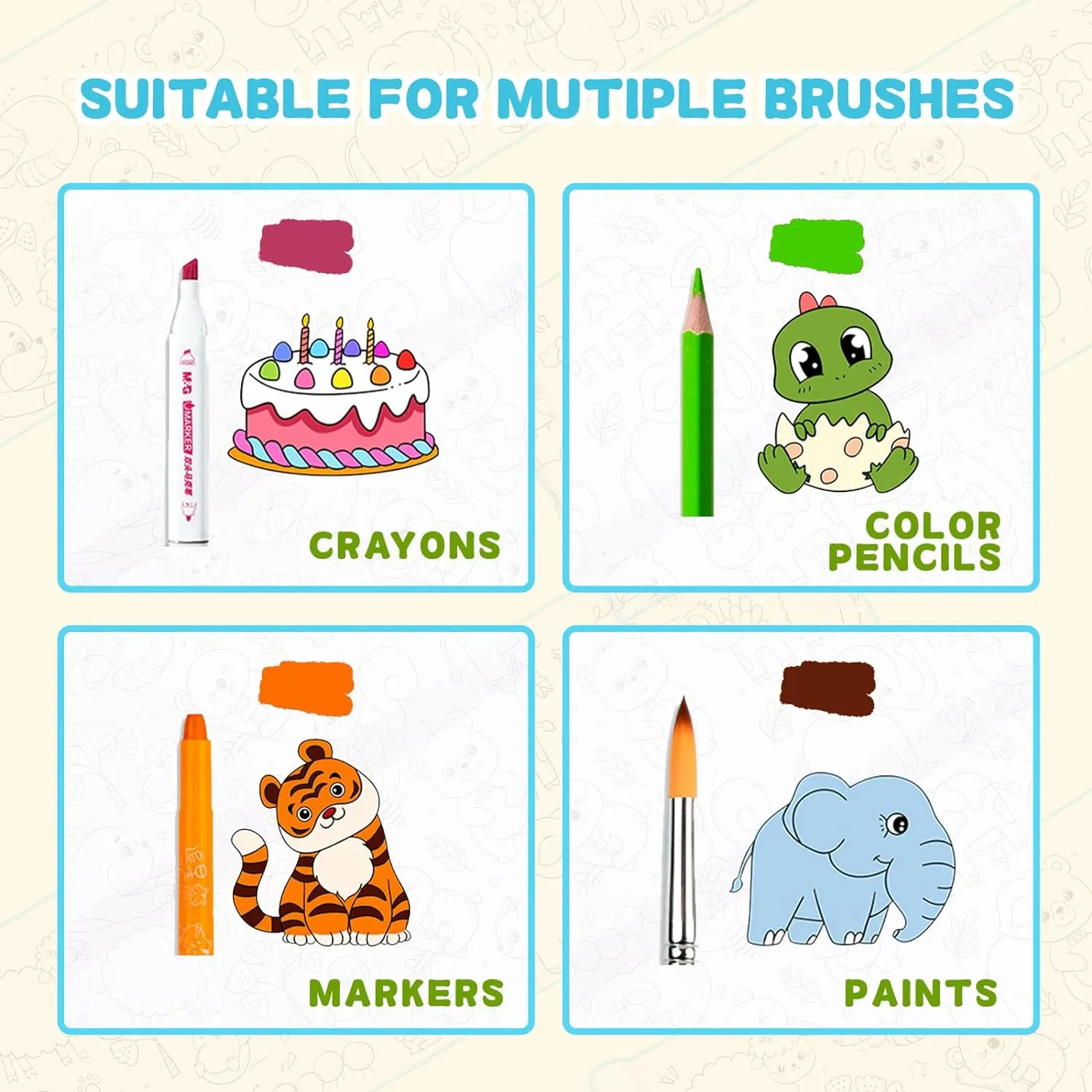 Sticky Children's Drawing Roll Coloring Paper Random Design - 3M