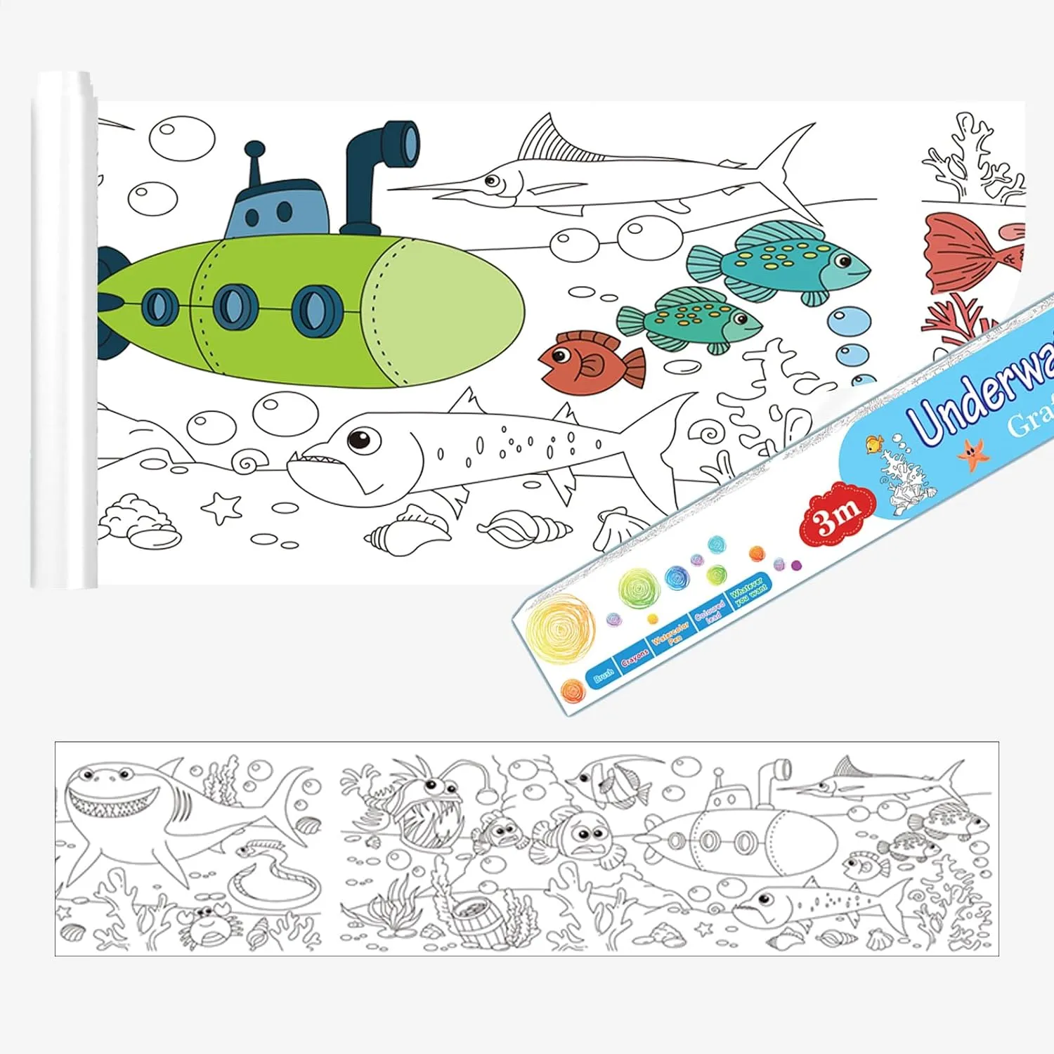 Sticky Children's Drawing Roll Coloring Paper Random Design - 3M