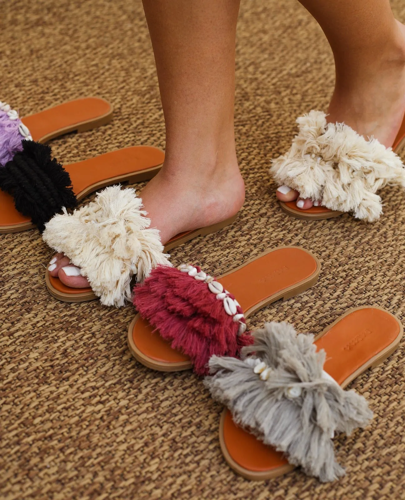 Threaded Stones Grey Slippers