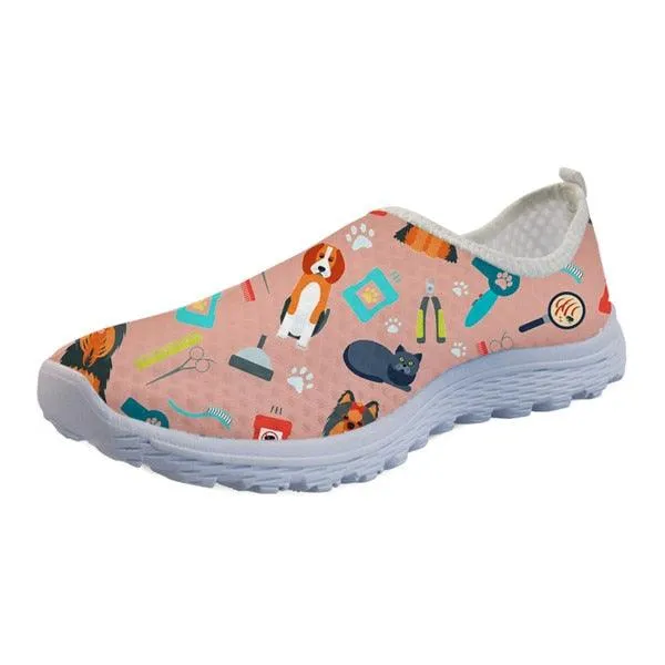 Veterinary Surgeon Pattern Flats Women Shoes Summer Fashion Comfortable Mesh Ladies Sneakers Shoes